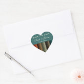 Vintage Wedding, Warm Autumn Stripes Pattern Hart Sticker (Envelop)