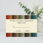Vintage Wedding, Warm Autumn Stripes Pattern RSVP Kaartje (Staand voorkant)