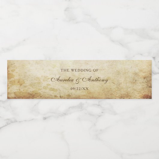 Vintage Wedding Waterfles Etiket (Enkel label)