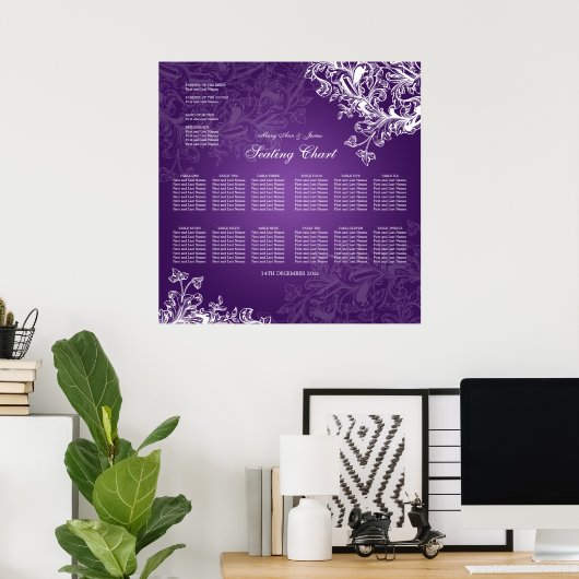 Vintage weduwenkaart Paars Poster (Thuiskantoor)