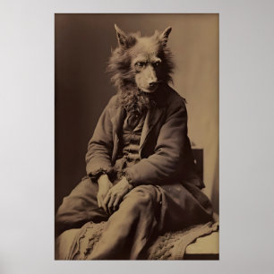 Vintage Weerwolf Fotografie Print Donkere Academic