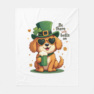 Vintage Wees Er Bij Met Bellen Aan Hond St. Patric Fleece Deken