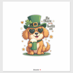 Vintage Wees Er Bij Met Bellen Aan Hond St. Patric Sticker