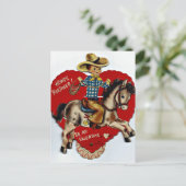 Vintage Wees mijn Valentijn Cowboy Feestdagenkaart (Staand voorkant)