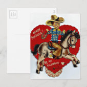 Vintage Wees mijn Valentijn Cowboy Feestdagenkaart (Voorkant / Achterkant)