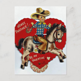 Vintage Wees mijn Valentijn Cowboy Feestdagenkaart