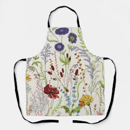 Vintage Weide Wildbloem Handgetekende Bloem Schort