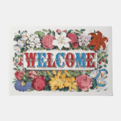 Vintage WELCOME Bloemen Housewarming Party Deurmat (Voorkant)