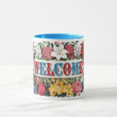 Vintage WELCOME Bloemen Housewarming Party Mok (Midden)