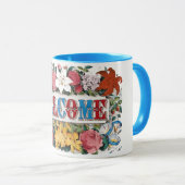 Vintage WELCOME Bloemen Housewarming Party Mok (Voorkant rechts)