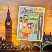 Vintage Welkom in Londen Briefkaart