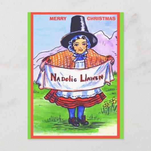 Vintage Welsh Kerstmis Nadolig Llawen Briefkaart (Voorkant)