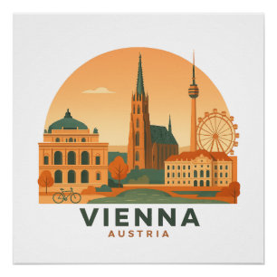 Vintage Wenen Oostenrijk Poster – Retro Reis Kunst