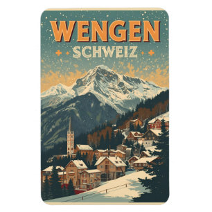 Vintage WENGEN ski Zwitserland Zwitserse Alpen cad Magneet