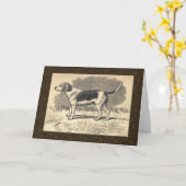 Vintage Wenskaart Beagle Kaart (Gele Bloem)