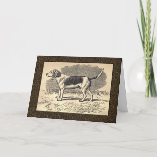Vintage Wenskaart Beagle Kaart (Voorkant)