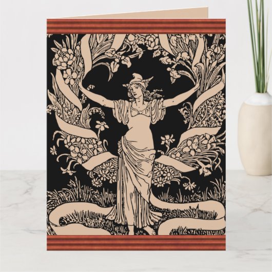 Vintage wenskaart met bloemenkrans kaart (Voorkant)