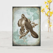 Vintage Wenskaart vogelpest Kaart (Gele Bloem)