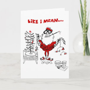 Vintage-Wenskaart voor Kerstmis Beatnik Kaart