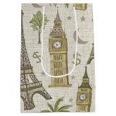 Vintage Wereld Landmarks Reis Schets (2) Medium Cadeauzakje (Achterkant)