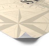 Vintage Wereld Reis Kaart Bruidsfeest Verwelkoming Poster (Hoek)