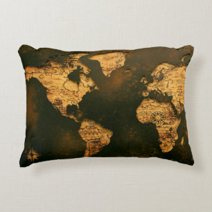 Vintage Wereldkaart Antieke Cartografie Kunst Accent Kussen