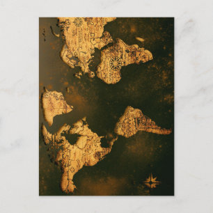 Vintage Wereldkaart Antieke Cartografie Kunst Briefkaart