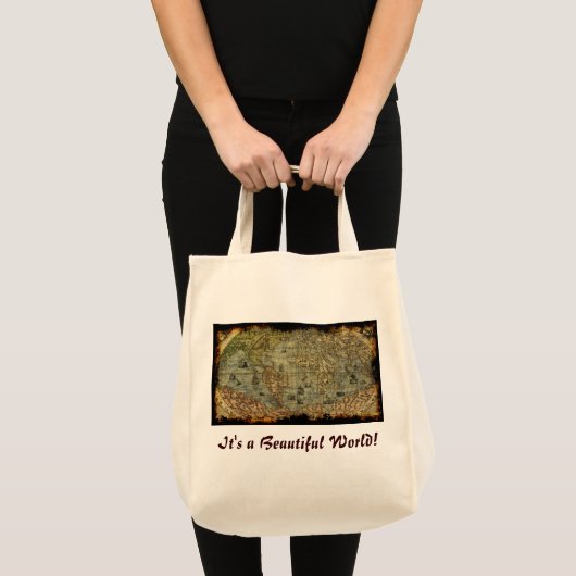 Vintage Wereldkaart Canvas tas (Voorkant (product))