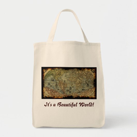 Vintage Wereldkaart Canvas tas (Voorkant)