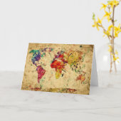 Vintage wereldkaart kaart (Gele Bloem)