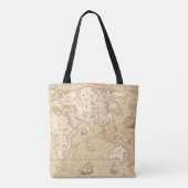 Vintage Wereldkaart met Naam Tote Bag (Achterkant)