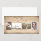 Vintage Wereldkaart Oude Huwelijks Dank Je Bedankkaart (Voorkant / Achterkant)