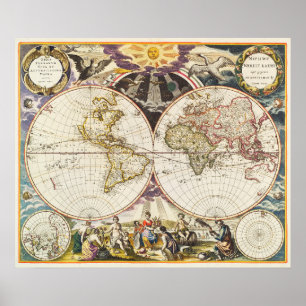 Vintage Wereldkaart Poster