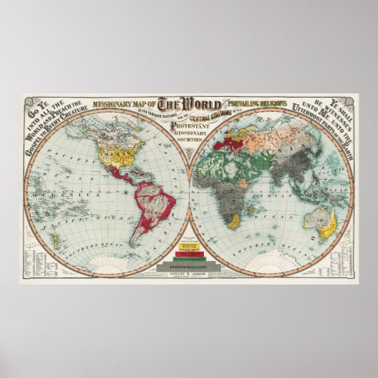 Vintage Wereldkaart Poster (Voorkant)