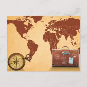 Vintage Wereldkaart Reisavontuur Briefkaart