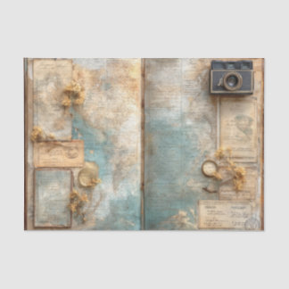 Vintage Wereldkaart Reizigersjournaal Antieke Came Tissuepapier