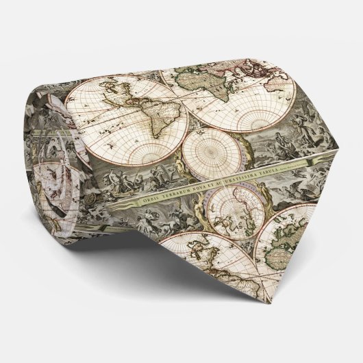 Vintage Wereldkaart Stropdas (Opgerold)