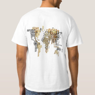 Vintage Wereldkaart T-Shirt, Artistieke Geografie T-shirt