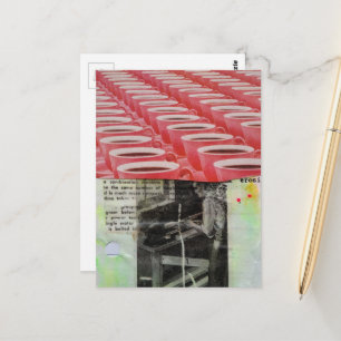 Vintage werkende man en koffie collage briefkaart