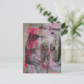 Vintage Werkende Mannen Hot Pink Briefkaart (Staand voorkant)