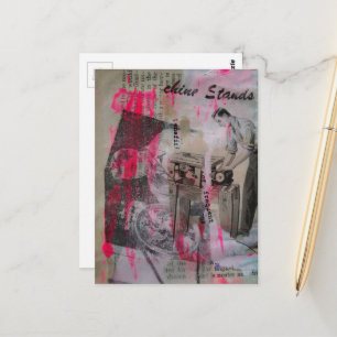 Vintage Werkende Mannen Hot Pink Briefkaart