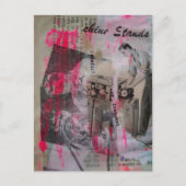 Vintage Werkende Mannen Hot Pink Briefkaart (Voorkant)