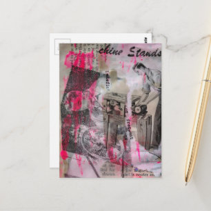 Vintage Werkende Mannen Roze Standaards Briefkaart