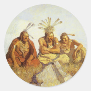 Vintage West, Guardians War or Peace van NC Wyeth Ronde Sticker