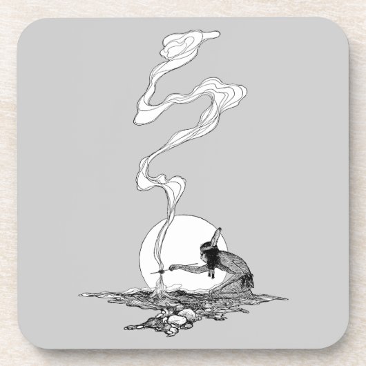 Vintage West, Indiaan in zijn eenzaamheid door NC  Bier Onderzetter (Voorkant)