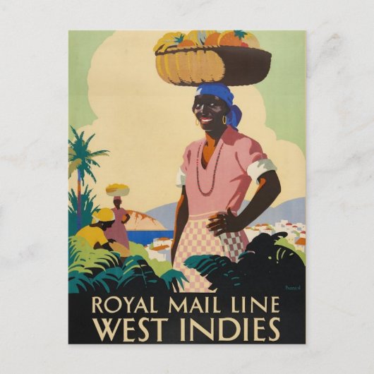 Vintage West Indies Travel Briefkaart (Voorkant)