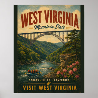 Vintage West Virginia Mountain State Schilderachti Poster