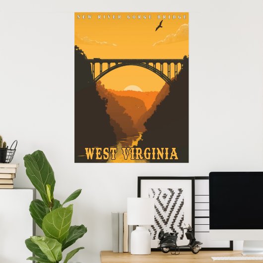 Vintage West Virginia Poster (Thuiskantoor)