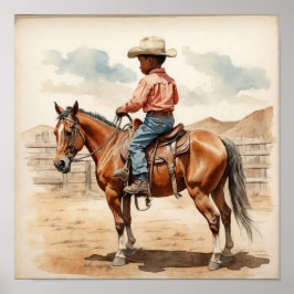 Vintage Western Art Afro-Amerikaanse Jongen op Paa Poster