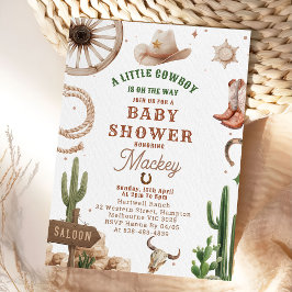 Vintage Western Cowboy Baby shower Invitation Kaart